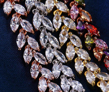 将图片加载到图库查看器，Luxury Diamond Shiny Fashion Charm AAA Cubic White Zircon Four Colors Leaf Jewelry Bracelets For Woman Elegance Wedding Party Gift
