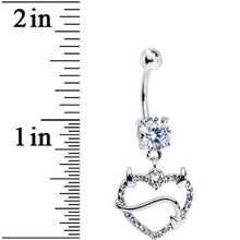 Load image into Gallery viewer, Double Clear Gem Sexy Devil Heart Dangle Belly Ring
