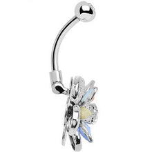 Load image into Gallery viewer, Multi Clear Gem Bursting Blossom Flower Belly Ring
