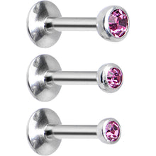 Load image into Gallery viewer, 16G 1/4 Pink Gem Helix Cartilage Barbell 3 Pack Set
