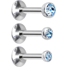 Load image into Gallery viewer, 16G 1/4 Aqua Gem Helix Cartilage Barbell 3 Pack Set

