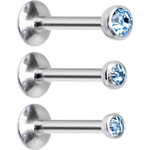 Load image into Gallery viewer, 16G 5/16 Aqua Gem Helix Cartilage Barbell 3 Pack Set
