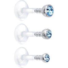 Load image into Gallery viewer, 16G 1/4 Aqua Gem Bioplast Triple Forward Helix Barbell 3 Pack Set
