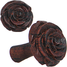 Load image into Gallery viewer, 6G Organic Rengas Wood Cherry Rosebud Hand Carved Plug Set
