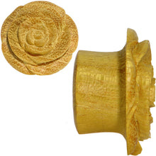 将图片加载到图库查看器，7/8 Organic Jackfruit Wood Yellow Rosebud Hand Carved Plug Set
