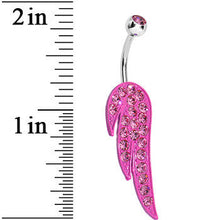 Load image into Gallery viewer, Pink Gem Glimmering Singular Angel Wing Belly Ring
