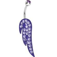 Load image into Gallery viewer, Purple Gem Glimmering Singular Angel Wing Belly Ring
