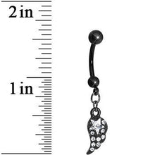 Load image into Gallery viewer, Clear Gem Celestial Star Solo Black Wing Dangle Belly Ring
