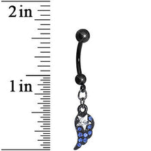 将图片加载到图库查看器，Blue Gem Celestial Star Solo Black Wing Dangle Belly Ring
