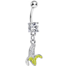 Load image into Gallery viewer, Clear Gem Going Bananas Dangle Belly Ring
