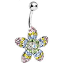 Load image into Gallery viewer, Multi Gem Magnificent Paved Flowering Starfish Belly Ring
