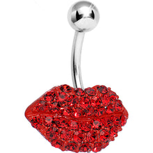 Load image into Gallery viewer, Red Gem Luscious Lips Belly Ring
