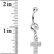 Load image into Gallery viewer, Clear Gem Carry the Cross Dangle Belly Ring
