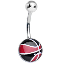 Load image into Gallery viewer, Red and Black Dribble the Basketball Belly Ring
