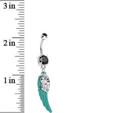 Load image into Gallery viewer, Black Gem On the Green Wing of an Angel Dangle Belly Ring
