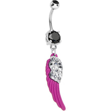 Load image into Gallery viewer, Black Gem On the Pink Wing of an Angel Dangle Belly Ring
