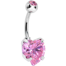 将图片加载到图库查看器，Rose Pink Crystal Heart Belly Ring Created with Crystals
