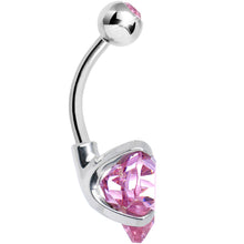 将图片加载到图库查看器，Rose Pink Crystal Heart Belly Ring Created with Crystals
