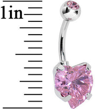 将图片加载到图库查看器，Rose Pink Crystal Heart Belly Ring Created with Crystals
