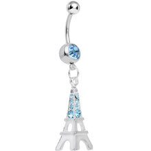Load image into Gallery viewer, Aqua Gem Elegant Eiffel Tower Dangle Belly Ring
