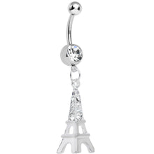 Load image into Gallery viewer, Clear Gem Elegant Eiffel Tower Dangle Belly Ring
