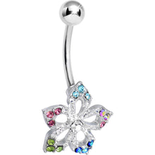 Load image into Gallery viewer, Multi Gem Glimmering Lotus Flower Belly Ring
