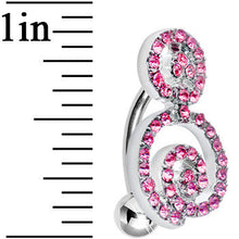 Load image into Gallery viewer, Pink Gem Sweet Swirls Top Mount Belly Ring
