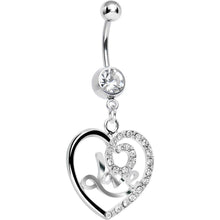 Load image into Gallery viewer, Crystalline Gem Gleaming Love Heart Dangle Belly Ring
