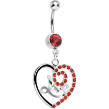 Load image into Gallery viewer, Red Gem Gleaming Love Heart Dangle Belly Ring
