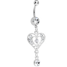 Load image into Gallery viewer, Crystalline Gem Drops of Love Heart Dangle Belly Ring
