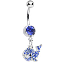 将图片加载到图库查看器，Blue Gem Tail of the Whale Dangle Belly Ring
