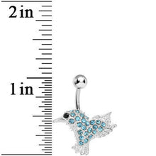 Load image into Gallery viewer, Aqua Gem As the Crow Flies Bird Belly Ring

