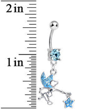 将图片加载到图库查看器，Aqua Gem Chasing a Star Fairy Dangle Belly Ring
