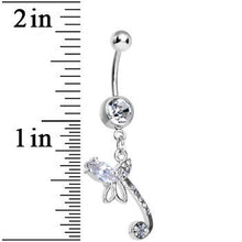 Load image into Gallery viewer, Crystalline Gem Bud of the Tulip Flower Dangle Belly Ring
