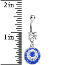 Load image into Gallery viewer, Crystalline Blue Gem Paved Glittering Circles Dangle Belly Ring
