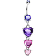将图片加载到图库查看器，Purple Pink Gem Follow Your Heart Dangle Belly Ring
