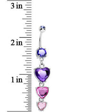 将图片加载到图库查看器，Purple Pink Gem Follow Your Heart Dangle Belly Ring
