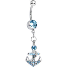 将图片加载到图库查看器，Aqua Gem Glamorous Nautical Anchor Dangle Belly Ring
