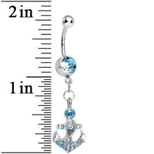 将图片加载到图库查看器，Aqua Gem Glamorous Nautical Anchor Dangle Belly Ring
