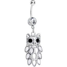 Load image into Gallery viewer, Crystalline Gem Dressed Up Owl Dangle Belly Ring

