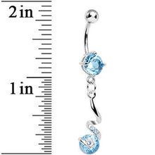 Load image into Gallery viewer, Aqua Gem Twisting Delight Star Gem Dangle Belly Ring
