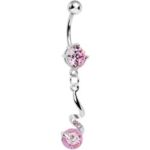 将图片加载到图库查看器，Pink Gem Twisting Delight Star Gem Dangle Belly Ring
