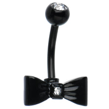 Load image into Gallery viewer, Clear Gem Total Sophistication Black Bow Tie Belly Ring
