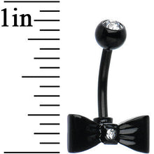 Load image into Gallery viewer, Clear Gem Total Sophistication Black Bow Tie Belly Ring
