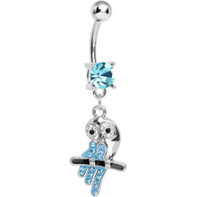 将图片加载到图库查看器，Aqua Gem Oddly Adorable Owl Dangle Belly Ring
