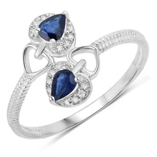 Load image into Gallery viewer, 0.34 Carat Genuine Blue Sapphire and White Diamond 14K White Gold Ring
