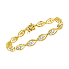 Load image into Gallery viewer, 10K Yellow Gold Plated .925 Sterling Silver 1 cttw Prong Set Round-Cut Diamond Link Bracelet (J-K Color, I1-I2 Clarity) - 7.25"
