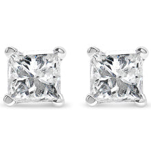 Load image into Gallery viewer, 14K White Gold 1.00 Cttw Princess-Cut Square Near Colorless Diamond Classic 4-Prong Solitaire Stud Earrings (G-H Color, SI1-SI2 Clarity)
