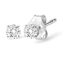 将图片加载到图库查看器，IGI Certified 1.00 Cttw Round Brilliant-Cut Diamond 14K White Gold Classic 4-Prong Solitaire Stud Earrings (H-I Color, I1-I2 Clarity)
