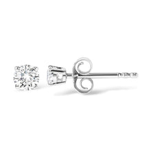 Load image into Gallery viewer, AGS Certified 14K White Gold 1.0 cttw 4-Prong Set Brilliant Round-Cut Solitaire Diamond Push Back Stud Earrings (F-G Color, I1-I2 Clarity)
